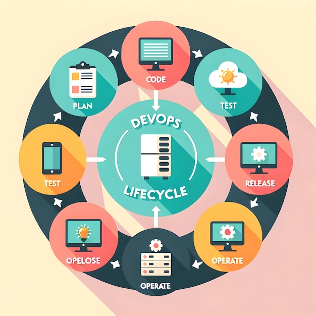 Conception de vecteur de flux circulaire du cycle de vie DevOps