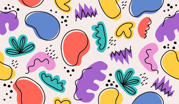 Conception de vecteur de fond coloré mignon doodle motif