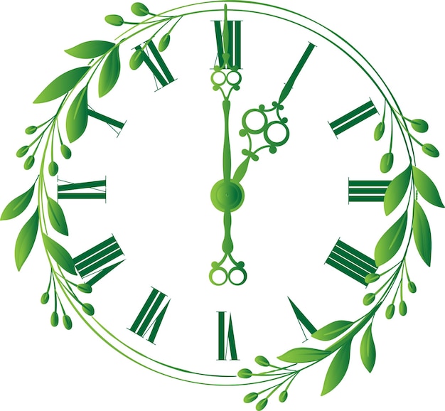 Vecteur conception de vecteur d'horloge antique vintage nature, horloge de couleur verte