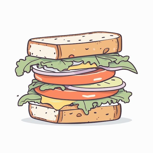 Vecteur conception de vecteur d'illustration de dessin animé de sandwich