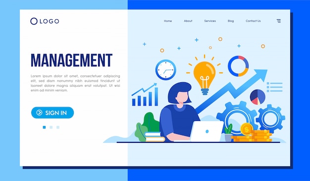 Conception de vecteur illustration site Web gestion page de destination