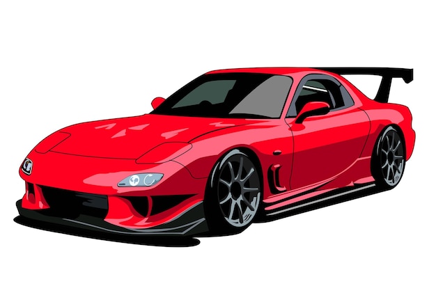 Conception De Vecteur D'illustration De Voiture Rouge Mazda Rx7 Jdm