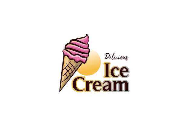 Conception de vecteur de logo de crème glacée gelato rose doux doux