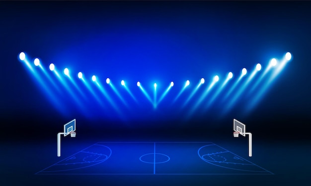 Conception De Vecteur De Lumières D'arène De Stade Lumineux De Basket-ball