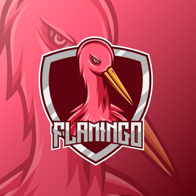 Conception De Vecteur De Mascotte D'oiseau Flamingo. Très Bon Pour La Conception De Logo De Sport Ou D'équipe