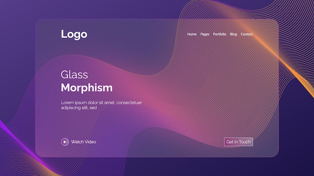 Conception de vecteur de morphisme de verre de page de destination de fond dégradé coloré ui