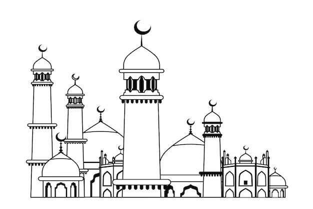Conception de vecteur de mosquée de contour
