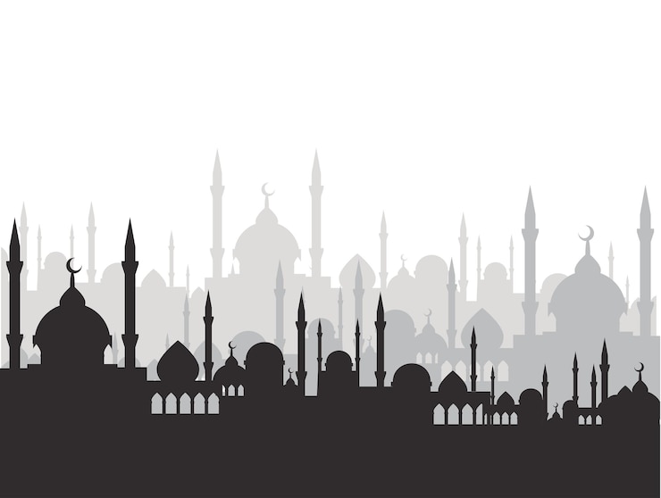 Vecteur conception de vecteur de mosquée avec le thème de l'islam
