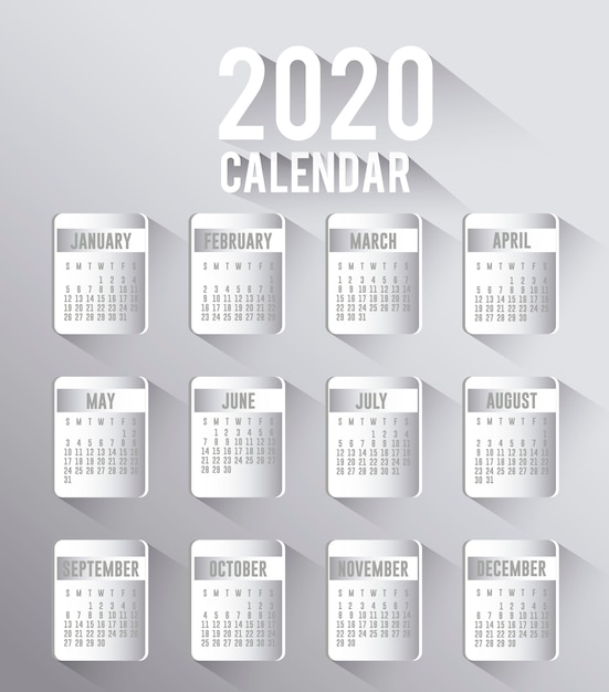 Conception De Vecteur De Planificateur De Calendrier Silver 2020