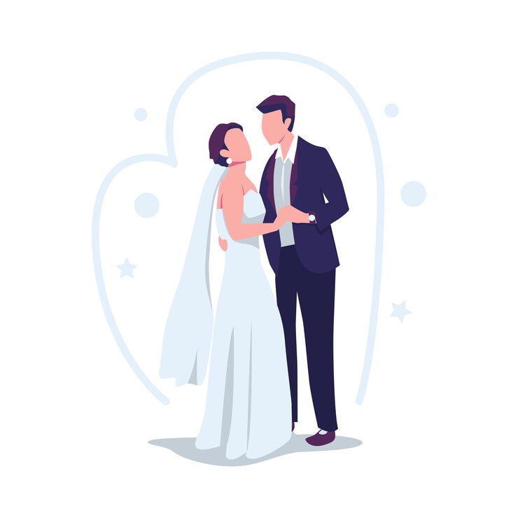 Vecteur conception de vecteur plat illustration couple de mariage