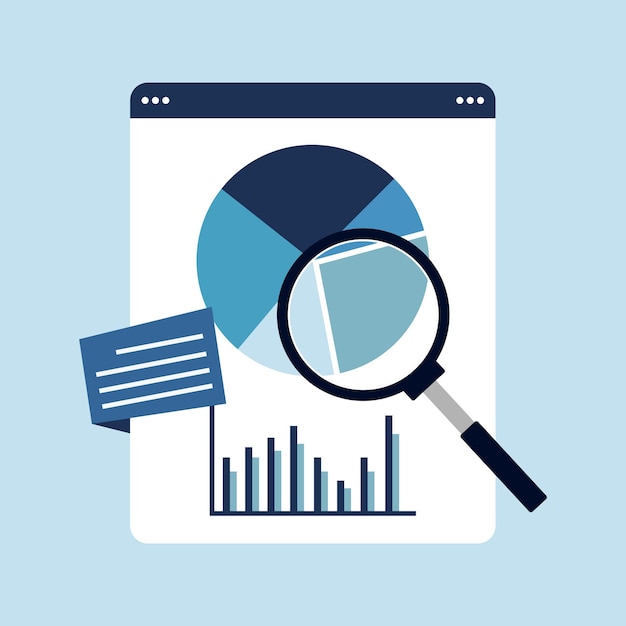 Conception de vecteur plat statistique et analyse de données pour le concept d'investissement en finance d'entreprise avec des graphiques