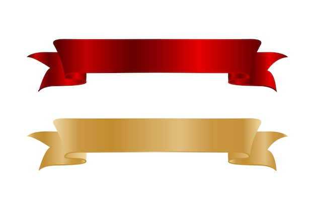 Vecteur conception de vecteur de rubans dorés et rouges