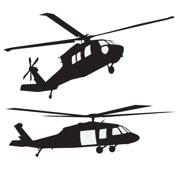 Conception De Vecteur Silhouette Hélicoptère Militaire