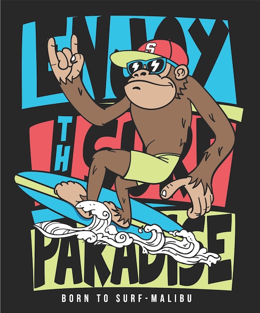 Conception De Vecteur De Singe Cool Dessinés à La Main Pour L'impression De T-shirt