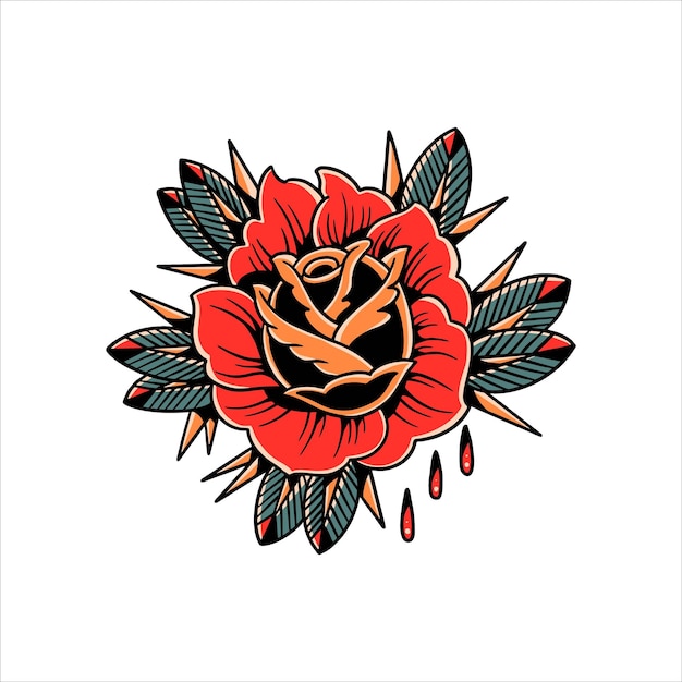 conception de vecteur de tatouage rose rouge