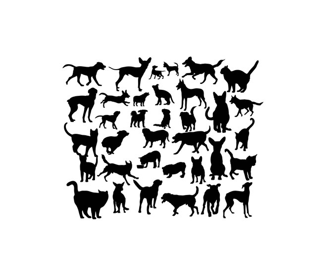 Vecteur la conception vectorielle artistique des silhouettes d'animaux de compagnie