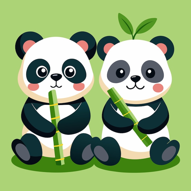 Vecteur conception vectorielle de dessins animés panda avec illustration en bambou