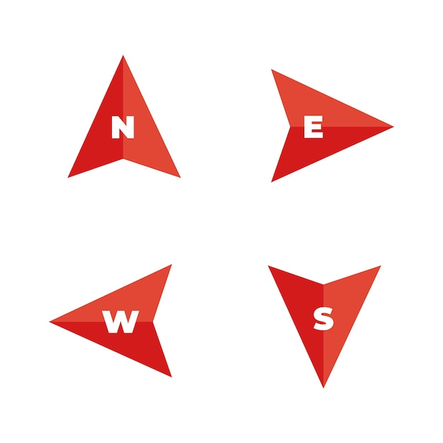 conception vectorielle des directions cardinales en rouge