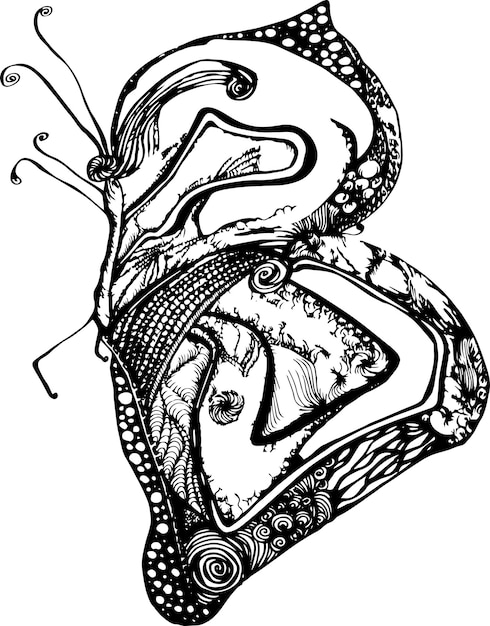 Vecteur conception vectorielle fait à la main art papillon