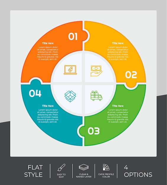 La Conception Vectorielle Infographique Avec 4 Options Peut être Utilisée Pour La Présentation Du Flux De Travail Et à Des Fins Commerciales