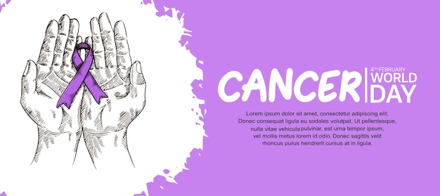Conception Vectorielle De La Journée Mondiale Du Cancer Avec Une Main Tenant Un Ruban Pour La Campagne Et L'affiche