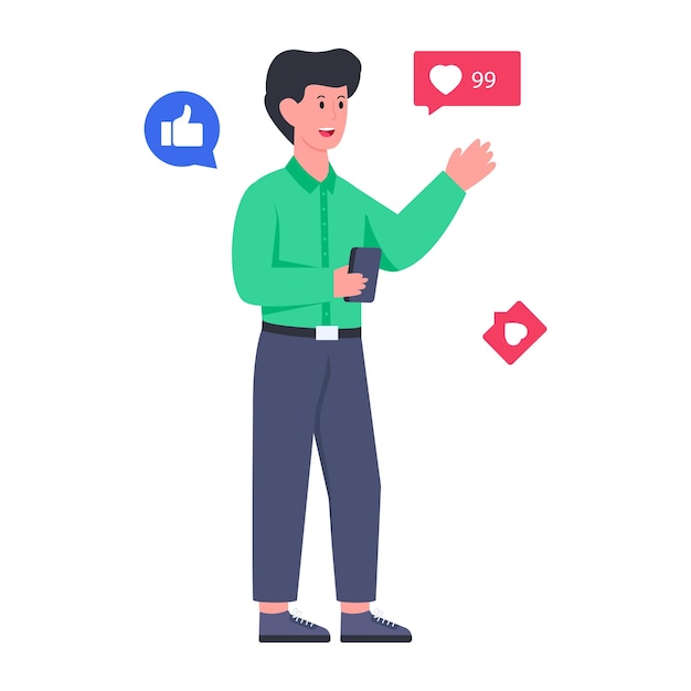 Conception vectorielle à la mode de la réaction des médias sociaux