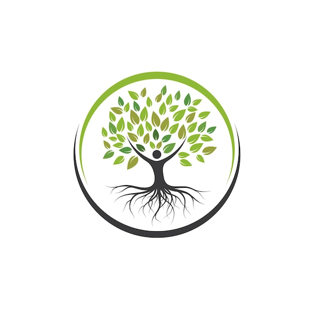 Conception Vectorielle De Modèle De Logo D'icône D'arbre De Personnes