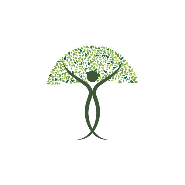 Vecteur conception vectorielle de modèle de logo d'icône d'arbre de personnes