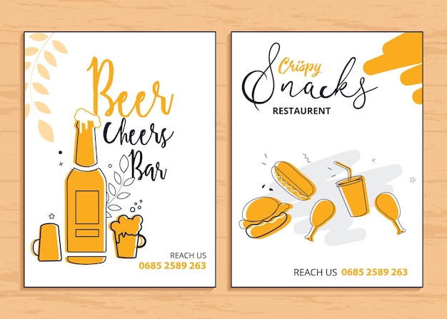 Conception Vectorielle De Modèles De Flyers De Restaurant Avec Graphiques Et Texte