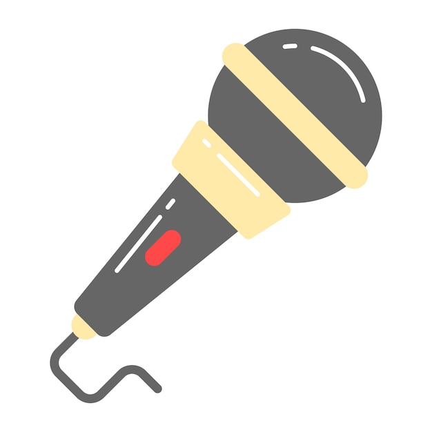 Conception vectorielle moderne du microphone dans le style éditable du microphone de chant