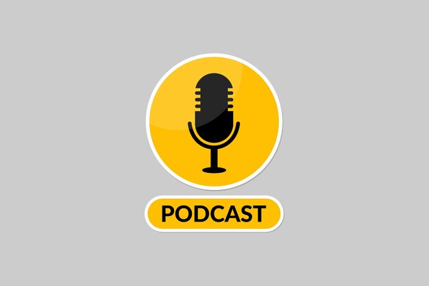 Conception vectorielle de podcast avec illustration vectorielle d'icône de microphone.