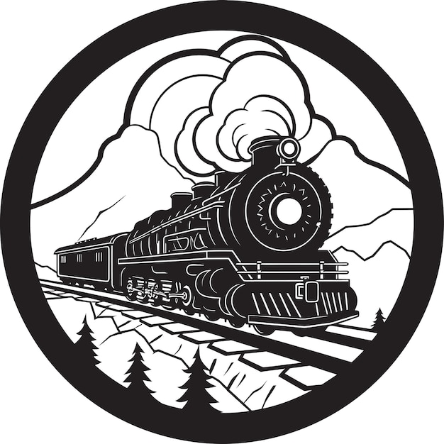 Vecteur conception vectorielle de la route du train du patrimoine icône noire du chemin de fer antique