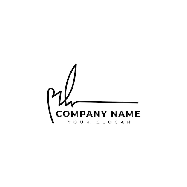 Conception vectorielle de la signature initiale du logo Mh