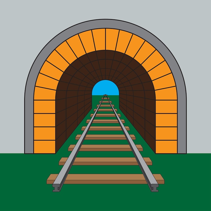 Vecteur conception vectorielle de tunnel ferroviaire isolée sur fond gris illustration vectorielle eps 10