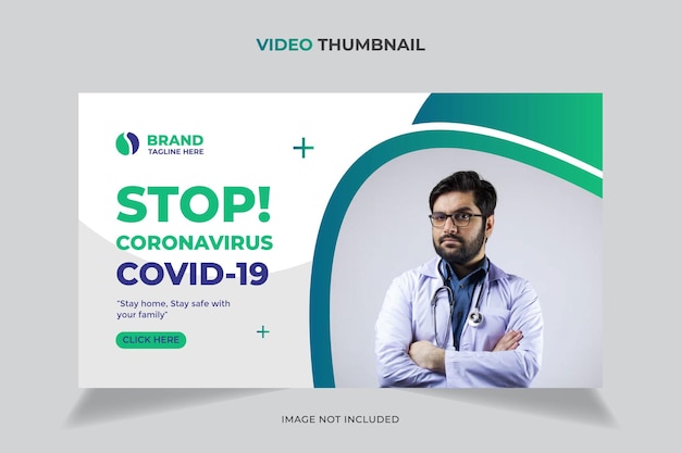 Vecteur conception de vignettes vidéo youtube et de bannières web covid19