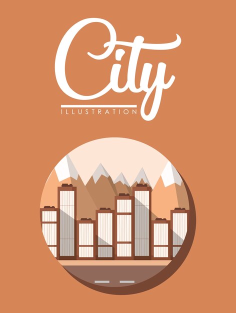 Vecteur conception de la ville avec les bâtiments de la ville dans un cadre circulaire