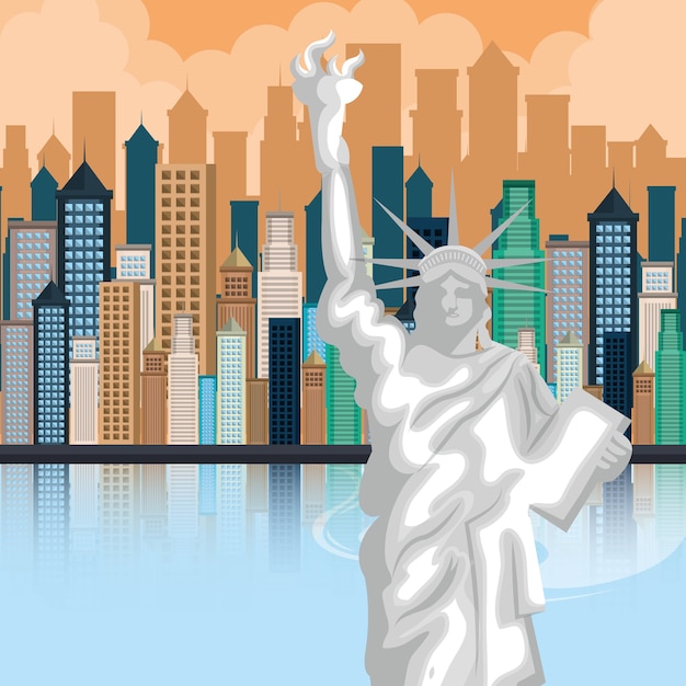 Conception De Ville De New York Cityscape Vector Illustration