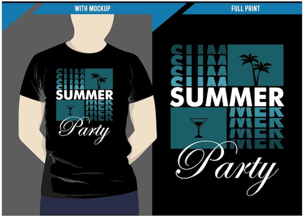 Conception vintage de typographie de fête d'été avec vecteur premium de maquette de t-shirt