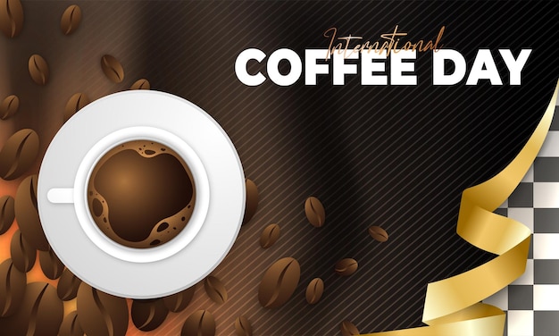 Vecteur conception de voeux moderne et haut de gamme pour la journée internationale du café