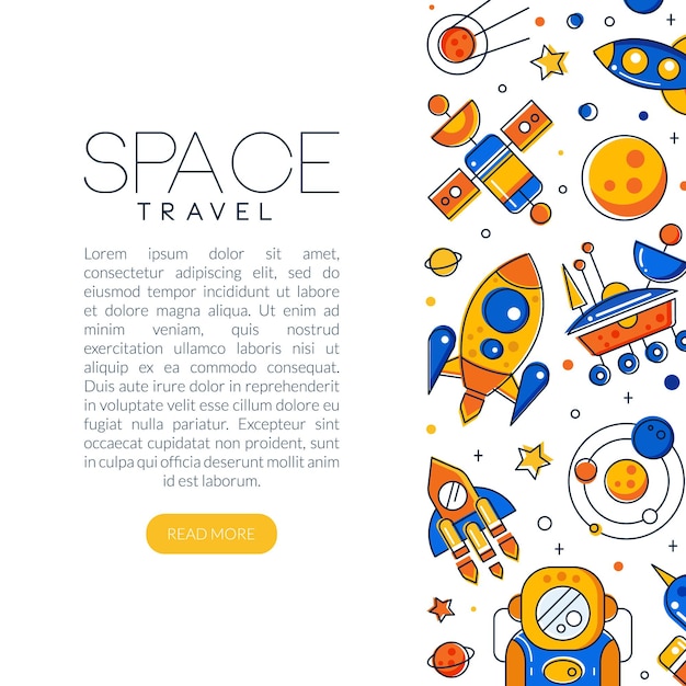 Conception de voyages spatiaux avec fusée et planète comme modèle de vecteur d'exploration cosmique