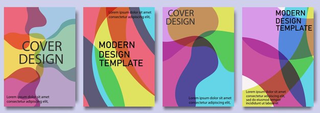 Des conceptions créatives vectorielles colorées, des formes abstraites sur la couverture, une mise en page de brochure minimale et moderne.