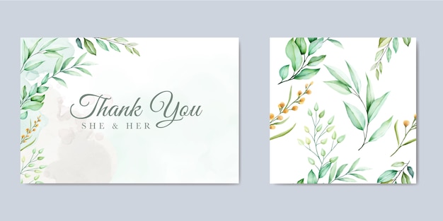 Conceptions D'invitation De Mariage Avec Aquarelle Floral Et Feuilles