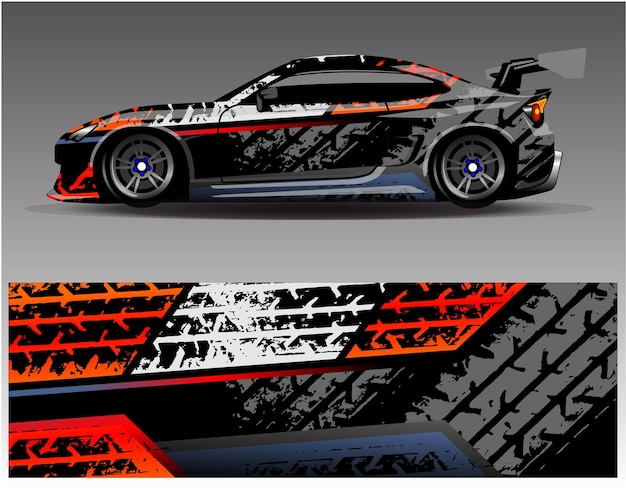 Conceptions de kits de fond de course à rayures abstraites graphiques pour l'aventure de rallye de voitures de course de véhicules enveloppés