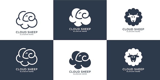 Conceptions mignonnes de logo de moutons