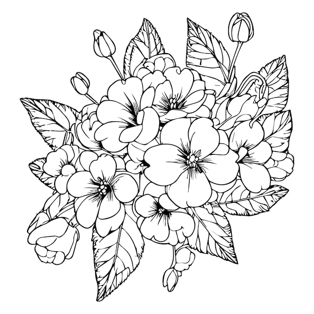 Vecteur conceptions de tatouage de fleur de primevère délicat tatouage de primevère dessin à la main illustration vectorielle de primevère