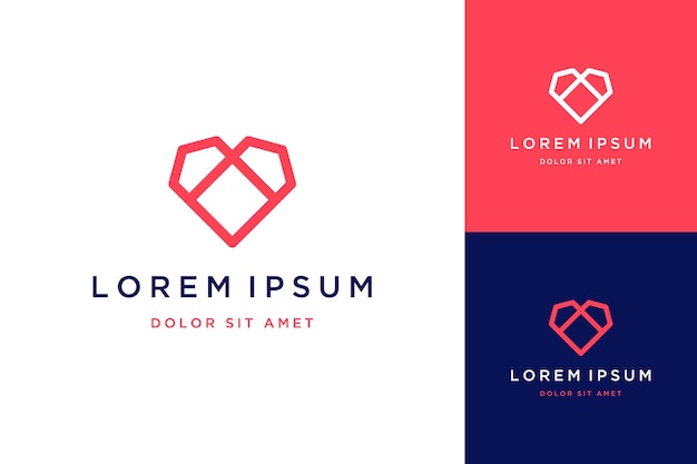 Conceptions uniques de logo ou coeurs géométriques avec des boîtes