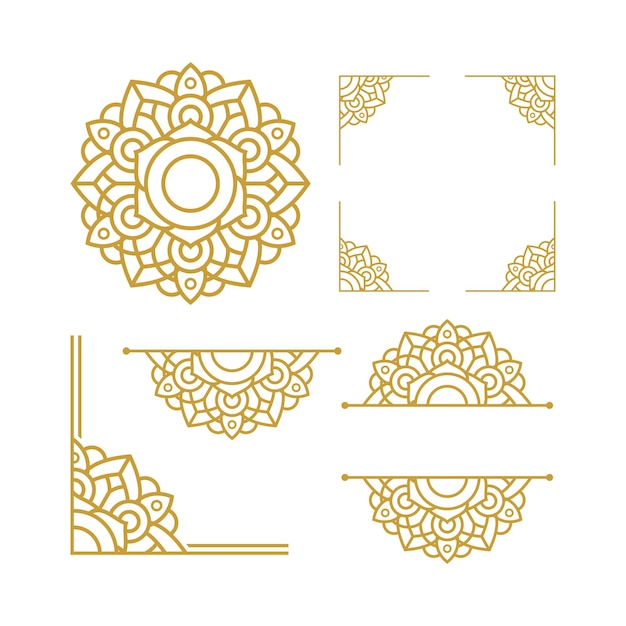 Les conceptions vectorielles des éléments du cadre de mariage Mandala
