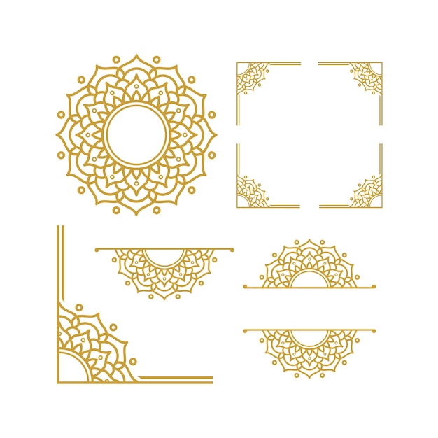 Les conceptions vectorielles des éléments du cadre de mariage Mandala