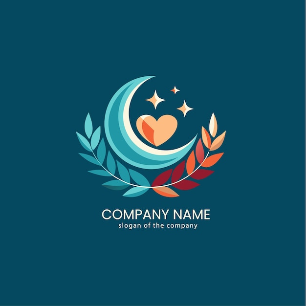 Les concepts de conception du logo vectoriel de la lune et du cœur d'étoile
