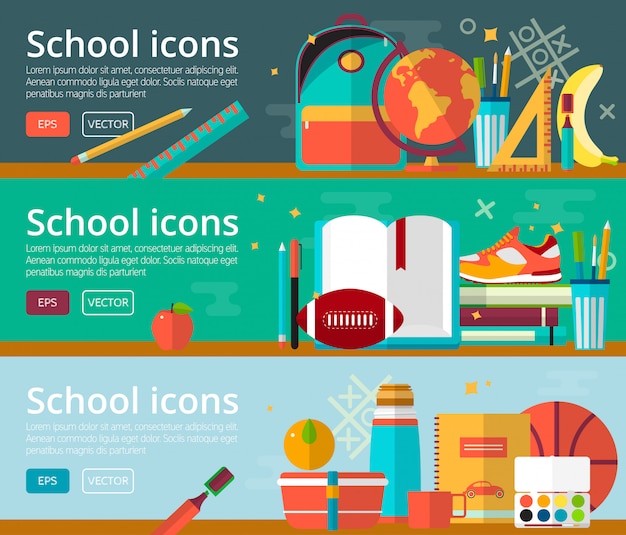 Concepts De Design Plat De Vecteur De Bannière De L'éducation